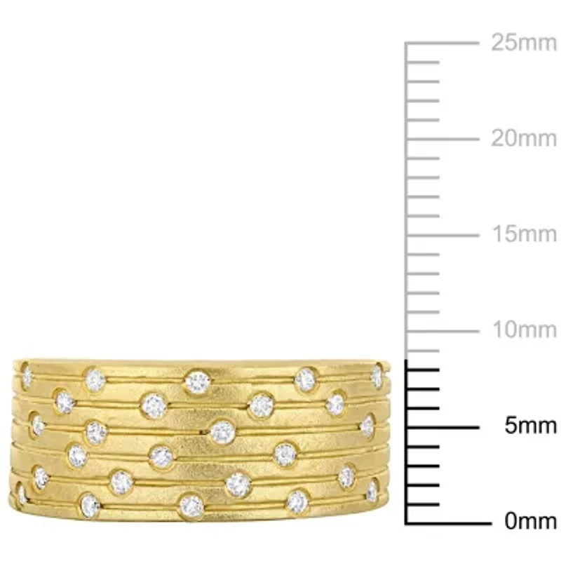 1/4 ct. t.w. Diamond Studded Brushed Ring 14K Yellow Gold