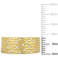 1/4 ct. t.w. Diamond Studded Brushed Ring 14K Yellow Gold