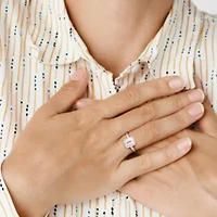 Aquamarine with Diamond Ring 10K White Gold