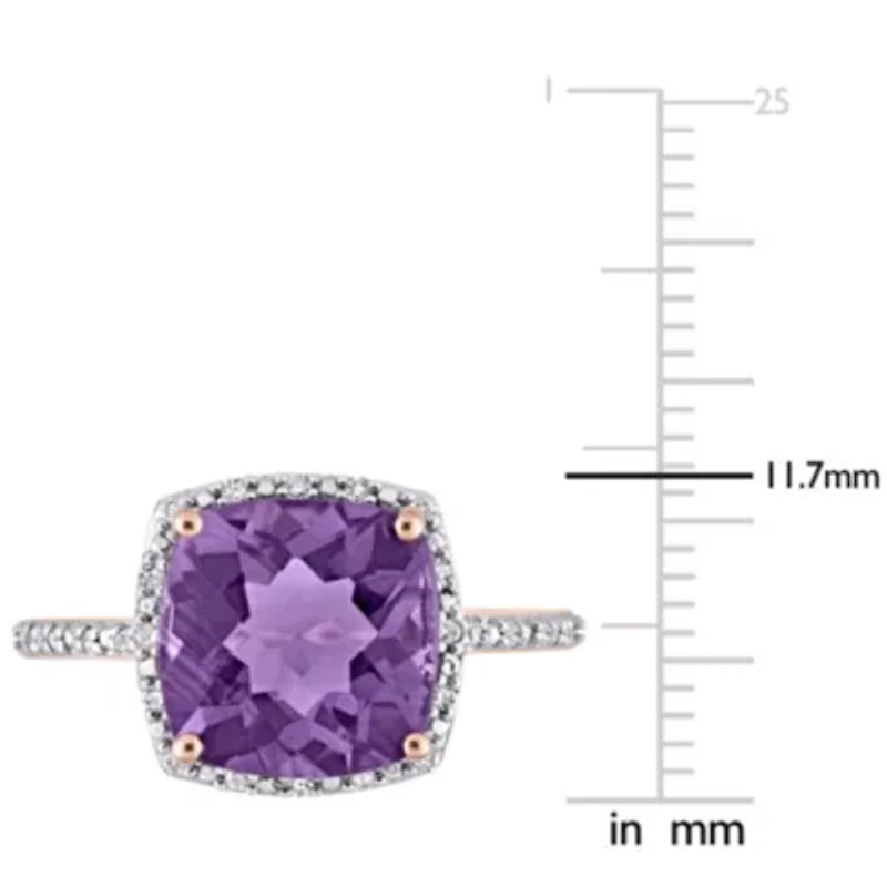 Amethyst and 1/10 ct. t.w. Diamond Halo Ring 10K Rose Gold