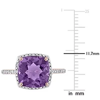 Amethyst and 1/10 ct. t.w. Diamond Halo Ring 10K Rose Gold