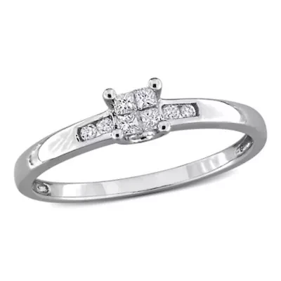 1/8 ct. t.w. Diamond Quad Engagement Ring Sterling Silver