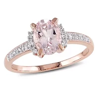 Morganite and Diamond Accent Ring Rose Plated Sterling Silver