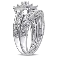 1/5 ct. t.w. Diamond Filigree Bridal Ring Set Sterling Silver