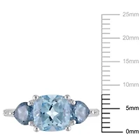Sky and London Blue Topaz with Diamond Accent Ring Sterling Silver