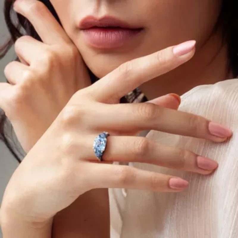 Sky and London Blue Topaz with Diamond Accent Ring Sterling Silver