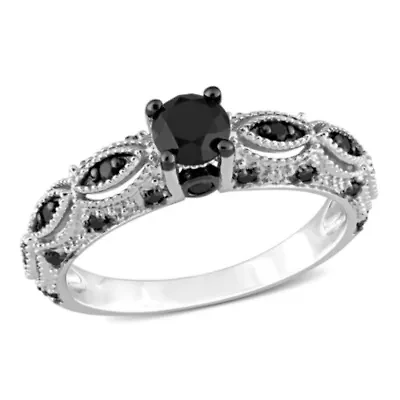 5/8 ct. t.w. Black Diamond Engagement Ring 10K White Gold