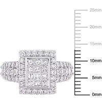 2 ct. t.w. Diamond Cluster Square Engagement Ring 14K White Gold