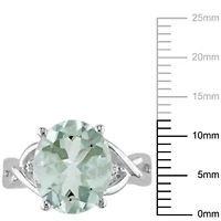 Green Quartz and Diamond Accent Ring Sterling Silver