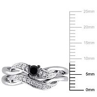 1/4 ct. t.w. Black and White Diamond Bridal Ring Set Sterling Silver