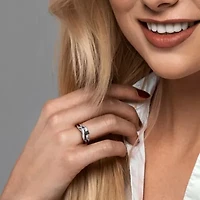1/4 ct. t.w. Black and White Diamond Bridal Ring Set Sterling Silver