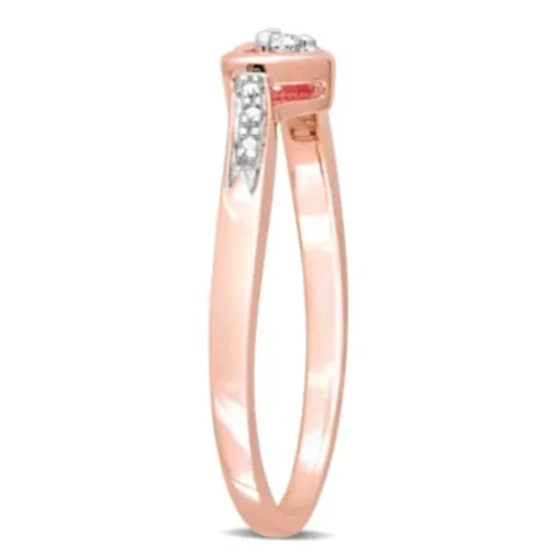 Diamond Accent Heart Ring Rose Plated Sterling Silver