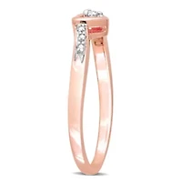 Diamond Accent Heart Ring Rose Plated Sterling Silver