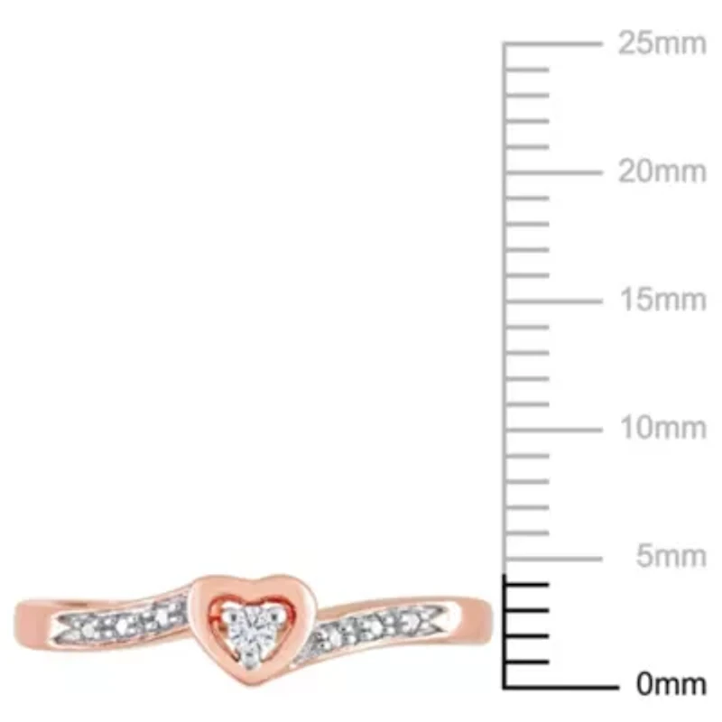 Diamond Accent Heart Ring Rose Plated Sterling Silver