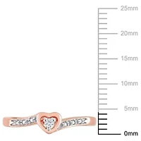 Diamond Accent Heart Ring Rose Plated Sterling Silver