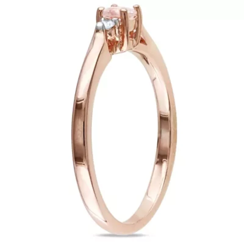 Morganite and Diamond Accent Ring Rose Plated Sterling Silver