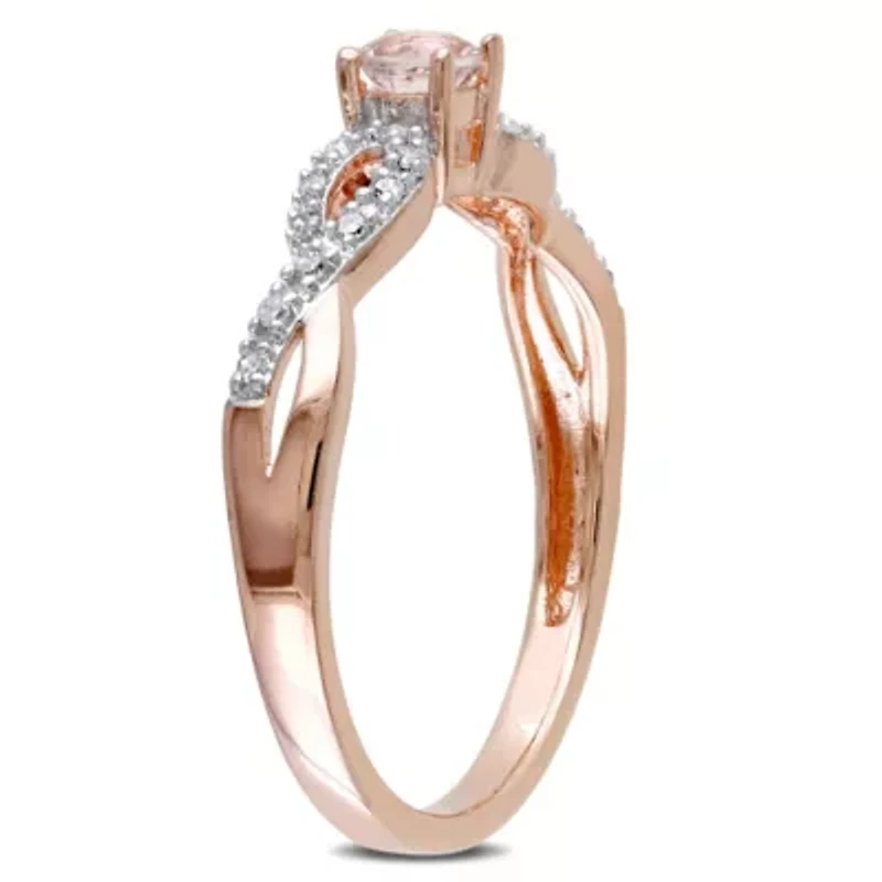 Morganite and Diamond Accent Infinity Ring Rose Plated Sterling Silver