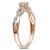 Morganite and Diamond Accent Infinity Ring Rose Plated Sterling Silver