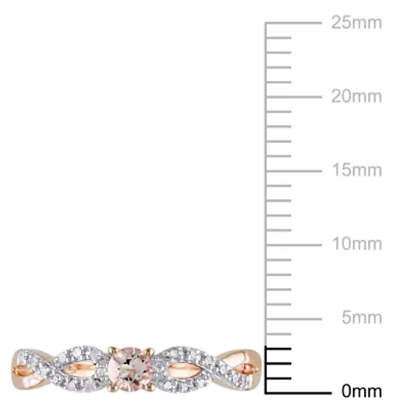 Morganite and Diamond Accent Infinity Ring Rose Plated Sterling Silver