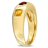 Garnet and Citrine 3-Stone Ring 14K Yellow Gold