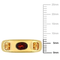 Garnet and Citrine 3-Stone Ring 14K Yellow Gold