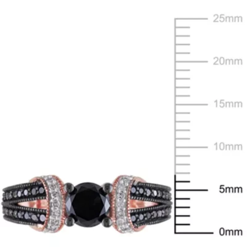 1 ct. t.w. Black and White Diamond Engagement Ring 10K Rose Gold with Rhodium Plated