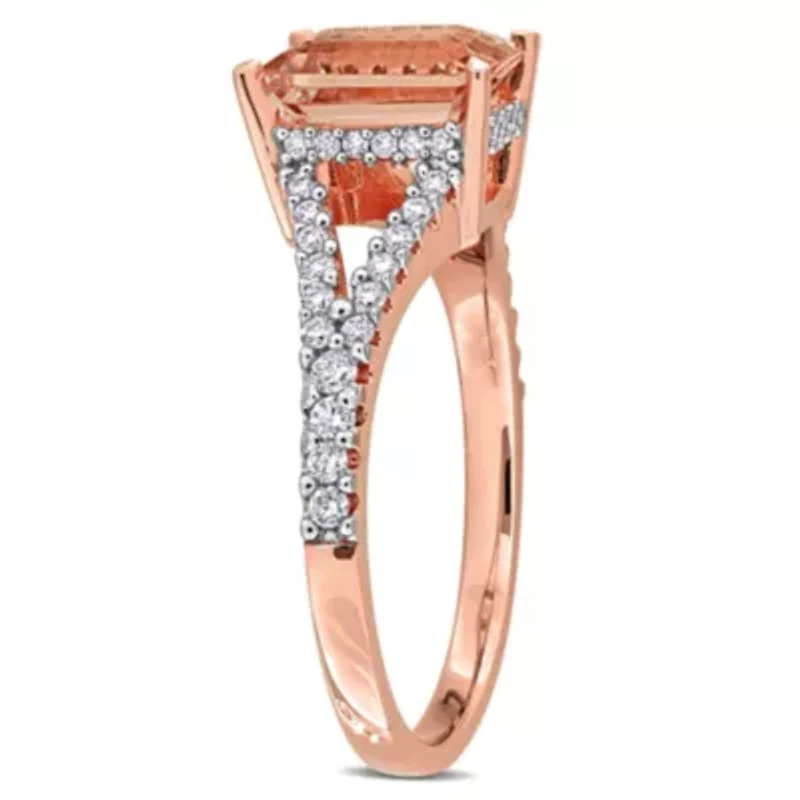 Morganite and 1/3 ct. t.w. Diamond Engagement Ring 14K Rose Gold