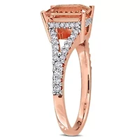 Morganite and 1/3 ct. t.w. Diamond Engagement Ring 14K Rose Gold