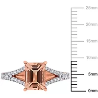 Morganite and 1/3 ct. t.w. Diamond Engagement Ring 14K Rose Gold