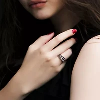 1.54 ct. t.w. Black and White Diamond Split Shank Bridal Ring Set Sterling Silver with Rhodium Plated
