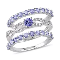 Tanzanite and Diamond Accent Infinity Bridal Ring Set Sterling Silver