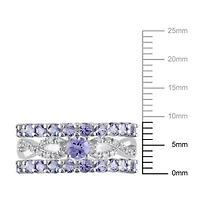Tanzanite and Diamond Accent Infinity Bridal Ring Set Sterling Silver