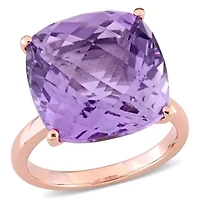 Pink Amethyst Cocktail Ring 14K Rose Gold