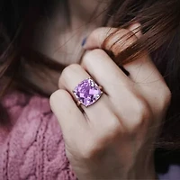 Pink Amethyst Cocktail Ring 14K Rose Gold