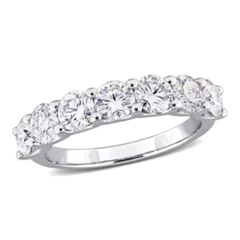 Lab Created Moissanite Semi-Eternity Ring Sterling Silver
