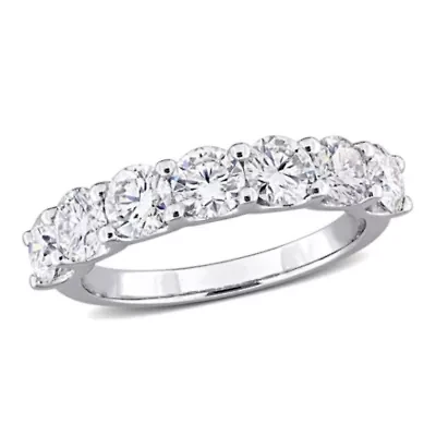 Lab Created Moissanite Semi-Eternity Ring Sterling Silver