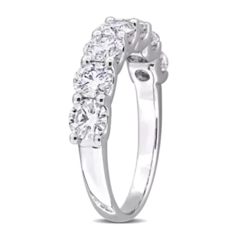 Lab Created Moissanite Semi-Eternity Ring Sterling Silver
