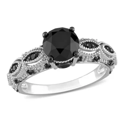 2 ct. t.w. Black Diamond Engagement Ring 10K White Gold