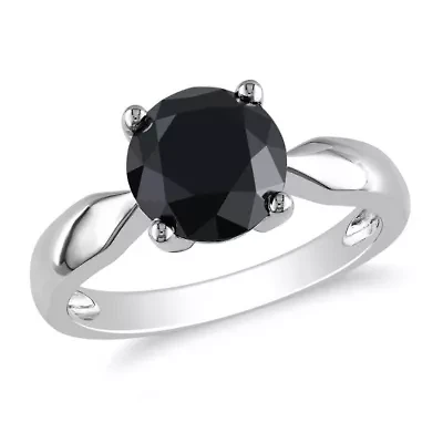 3 ct. t.w. Black Diamond Solitaire Engagement Ring 10K White Gold