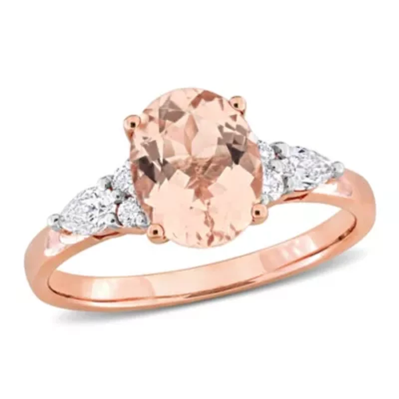 Morganite and 1/3 ct. t.w. Diamond Engagement Ring 14K Rose Gold