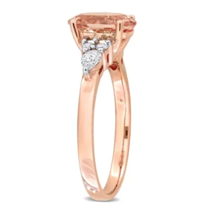 Morganite and 1/3 ct. t.w. Diamond Engagement Ring 14K Rose Gold