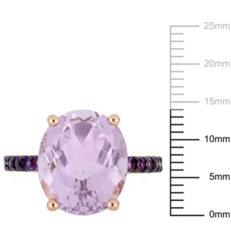 Amethyst and Rose de France Ring Plated Sterling Silver with Black Rhodium