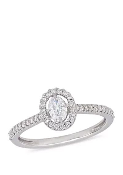 0.5 ct. t.w. Oval-Cut Diamond Floating Halo Engagement Ring 14K White Gold