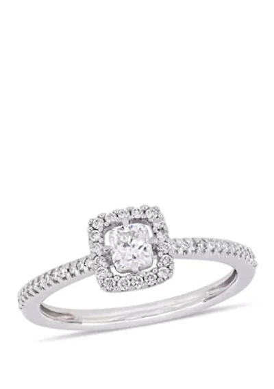 0.5 ct. t.w. Cushion-Cut Diamond Floating Halo Engagement Ring 14K White Gold