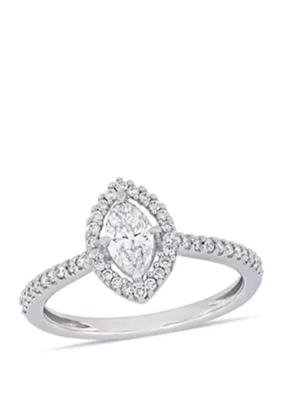 0.5 ct. t.w. Marquise-Cut Diamond Floating Halo Engagement Ring 14K White Gold
