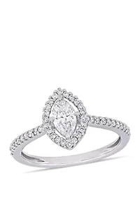 0.5 ct. t.w. Marquise-Cut Diamond Floating Halo Engagement Ring 14K White Gold