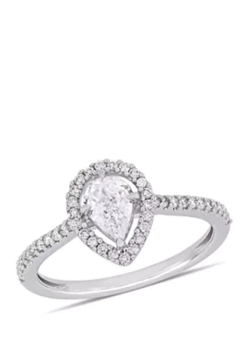 0.75 ct. t.w. Pear-Cut Diamond Floating Halo Engagement Ring 14K White Gold