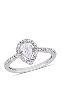 0.75 ct. t.w. Pear-Cut Diamond Floating Halo Engagement Ring 14K White Gold