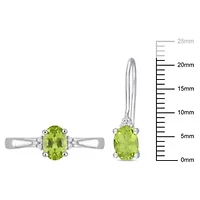 2-Pc Set of Peridot and Diamond Accent Ring Drop Earrings Sterling Silver