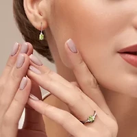 2-Pc Set of Peridot and Diamond Accent Ring Drop Earrings Sterling Silver